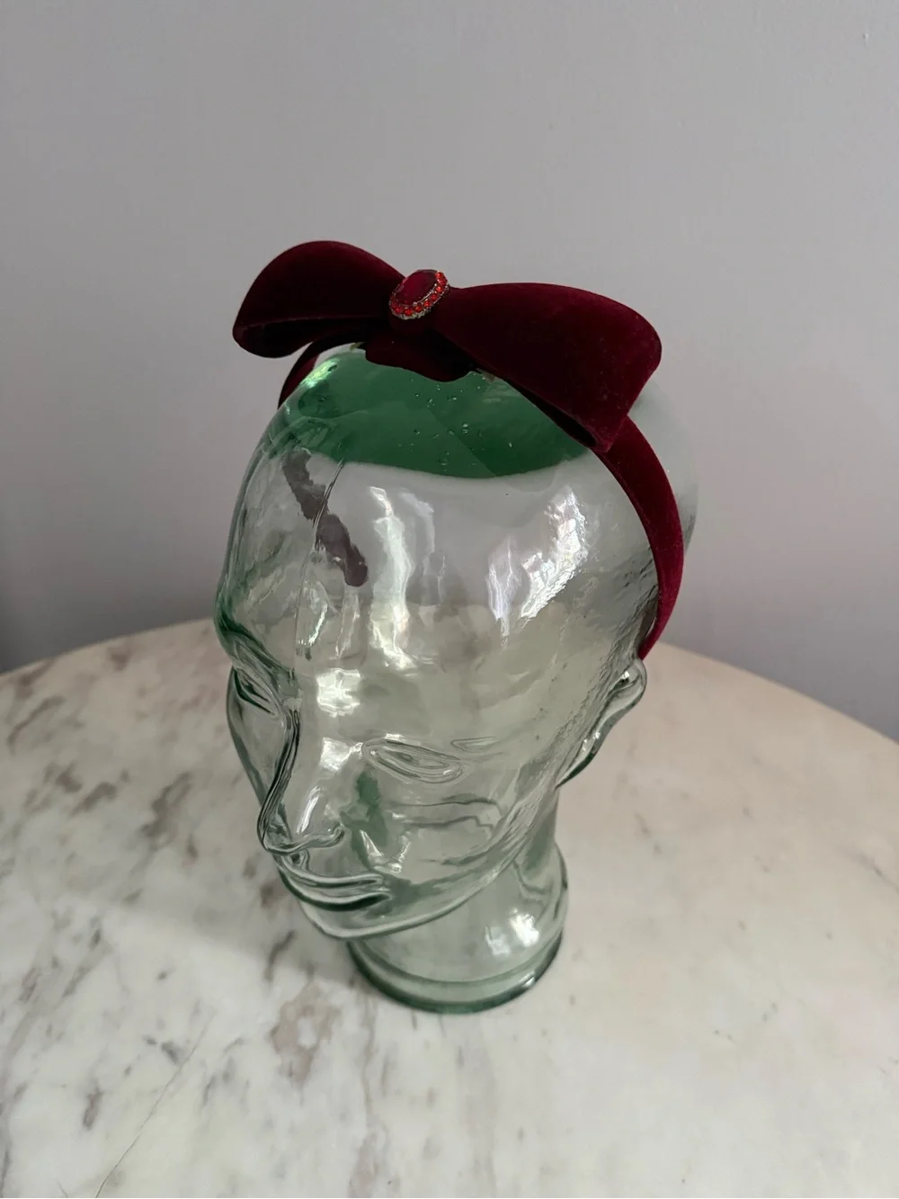 Red Velvet Jewel BalletCore Femme Elegant Bow Headband OS